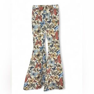 Free People Colorful Butterfly Print Flared Bottoms One Of A Kind
